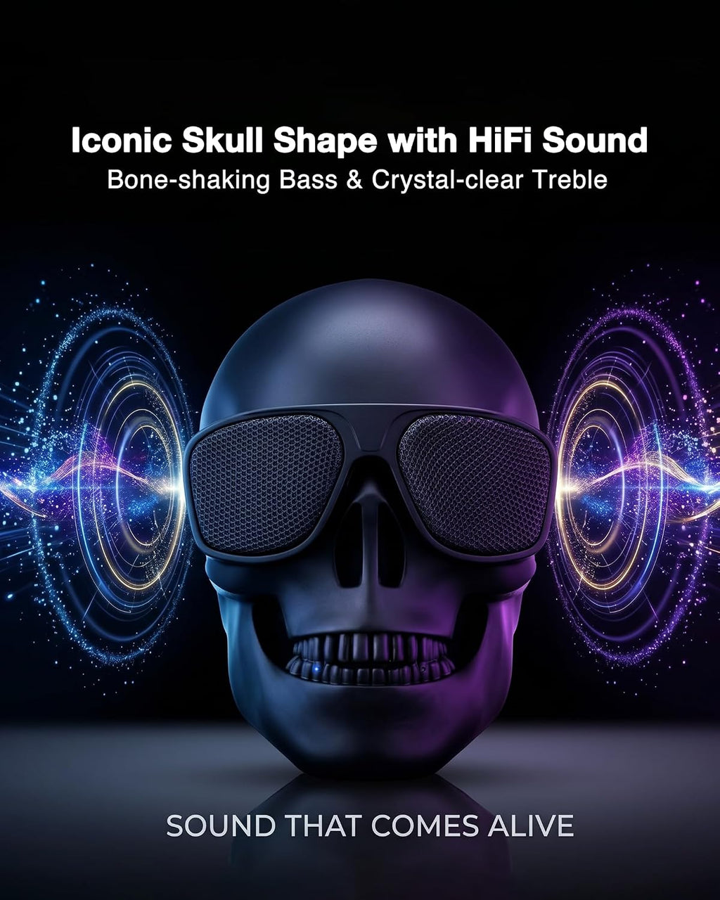 Skull Speaker: Unique Portable Bluetooth Speaker with 8W Bass Stereo - Perfect for Halloween Decor and Gifts!