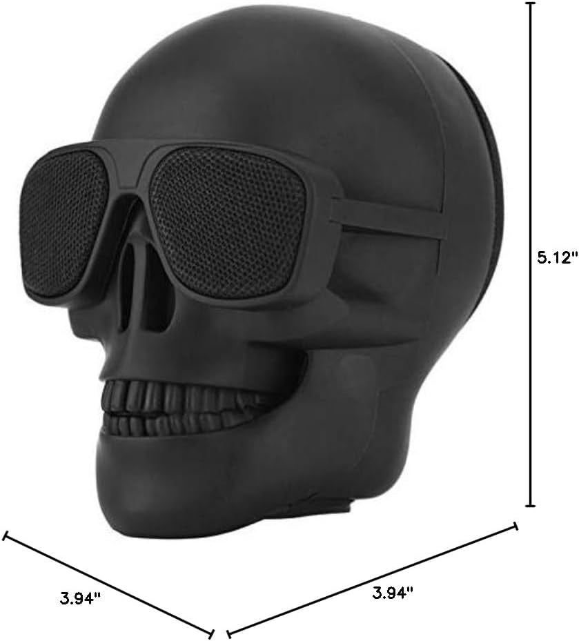 Skull Speaker: Unique Portable Bluetooth Speaker with 8W Bass Stereo - Perfect for Halloween Decor and Gifts!