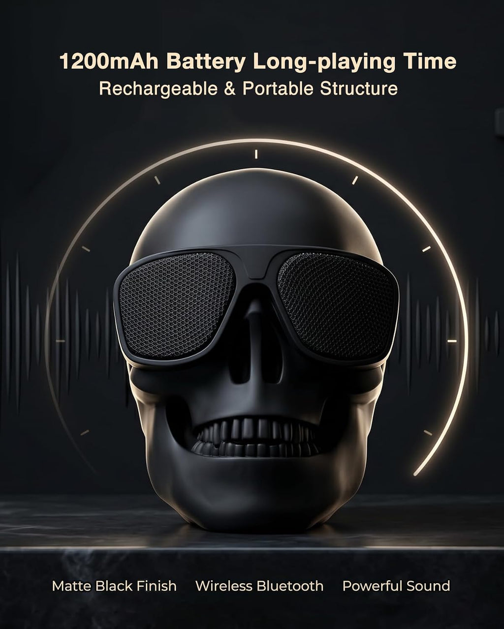 Skull Speaker: Unique Portable Bluetooth Speaker with 8W Bass Stereo - Perfect for Halloween Decor and Gifts!
