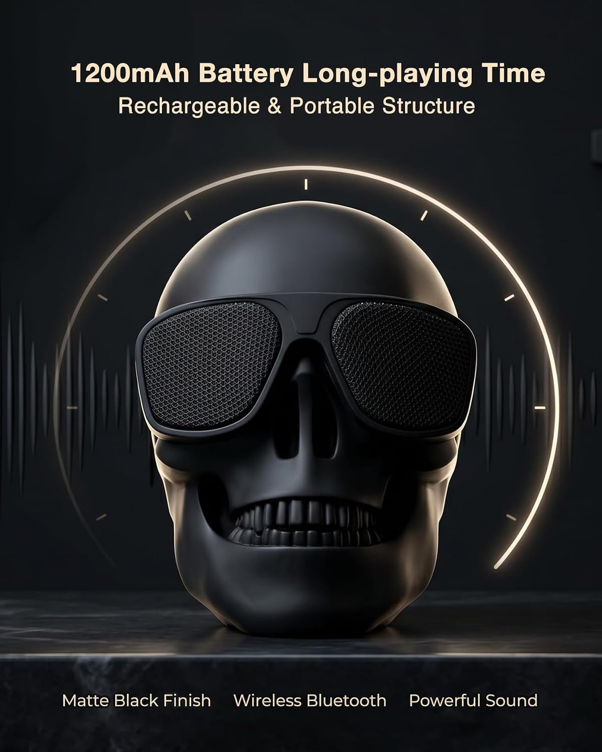 Skull Speaker: Unique Portable Bluetooth Speaker with 8W Bass Stereo - Perfect for Halloween Decor and Gifts!