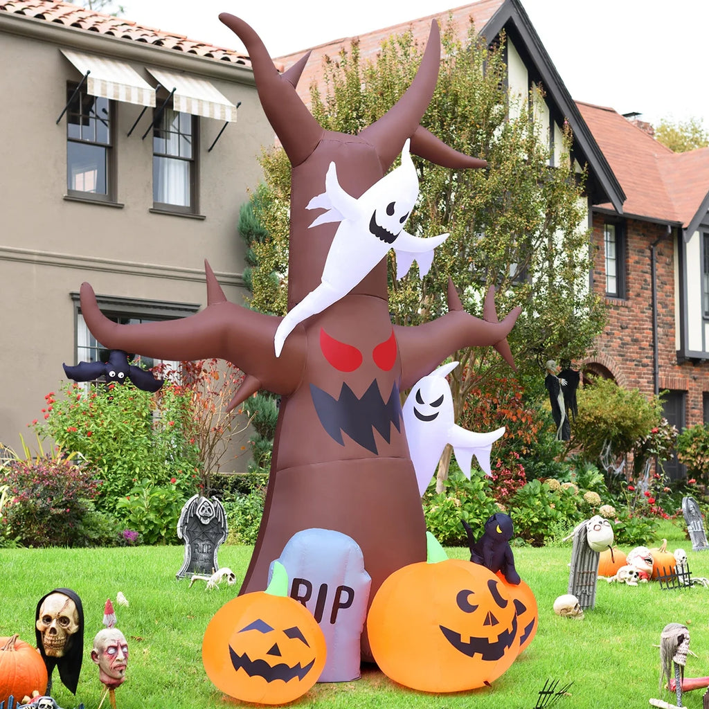 Spook Up Your Halloween with the 11.8 FT Inflatable Ghost Tree – Light Up Your Yard with LED Magic!