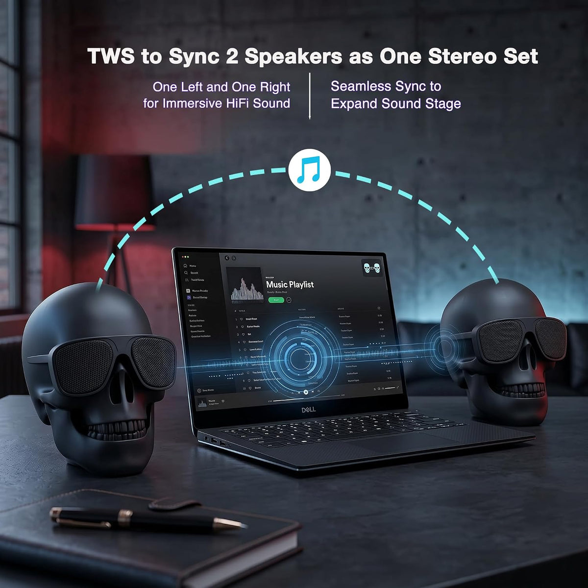 Skull Speaker: Unique Portable Bluetooth Speaker with 8W Bass Stereo - Perfect for Halloween Decor and Gifts!