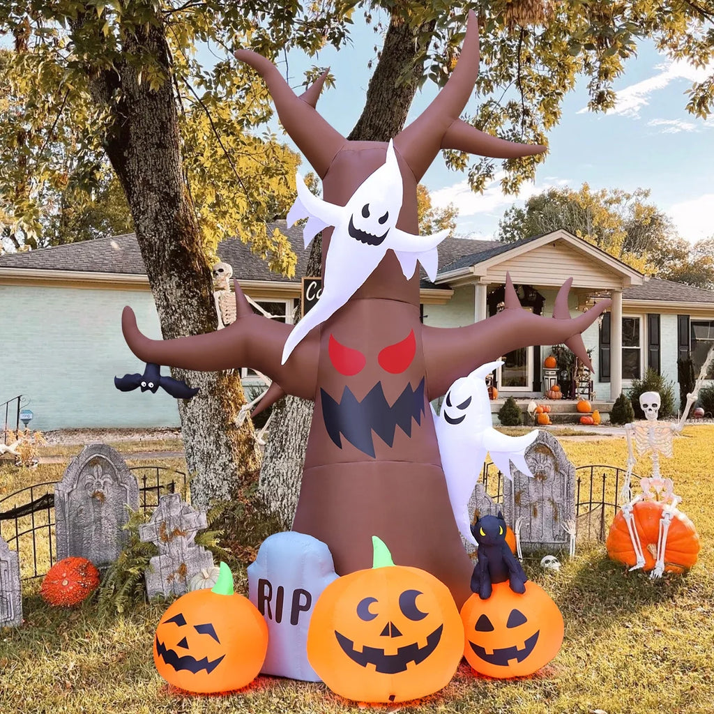 Spook Up Your Halloween with the 11.8 FT Inflatable Ghost Tree – Light Up Your Yard with LED Magic!
